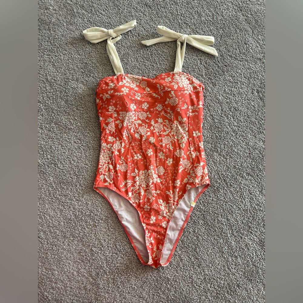 Summersalt Coral and White One Piece Swimsuit